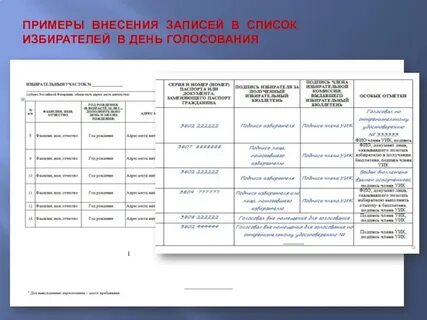 Внесение в дополнительный список избирателей
