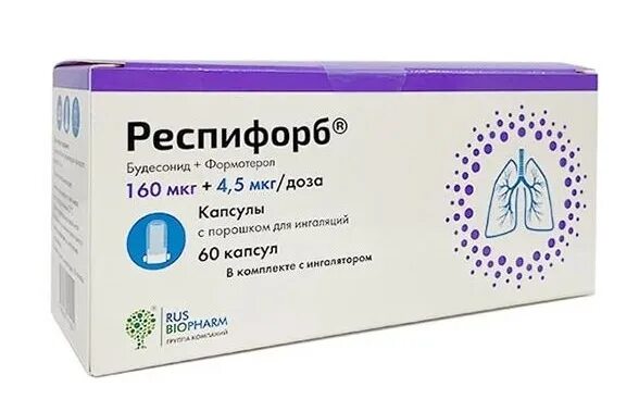 Применение респифорб комби. Респифорб 160+4.5 ингалятор. Респифорб Комби 160+4.5. Эрбуфо форспиро 160 мкг/4.5 мкг 60 доз пор ингалятор. Респифорб 160.