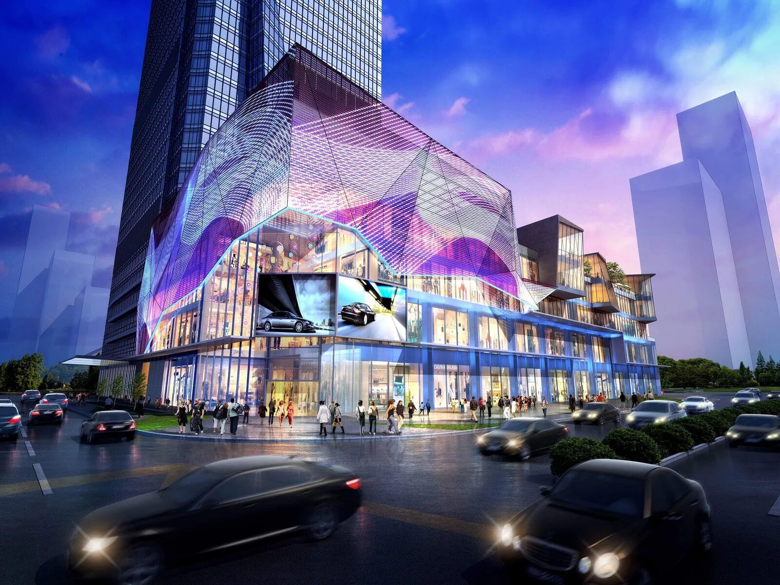 Центр будущего. Suzhou center mall (китай). торговый центр будущего архитектура. футуристический торговый центр. торговый центр в будущем.