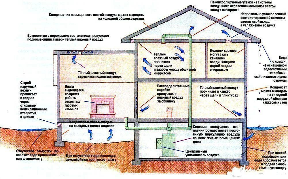 Воздух на первом этаже. Схема подвала в частном доме. Вентиляция в частном доме. Влажность в подвале частного дома. Схема вентиляции погреба.