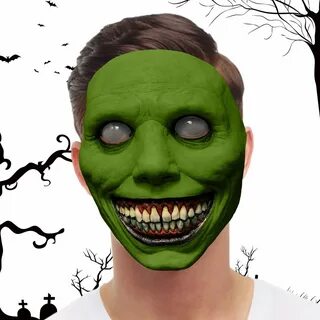Máscara do Mal Sorridente, rosto assustador Halloween, Capa rosto horrível reali