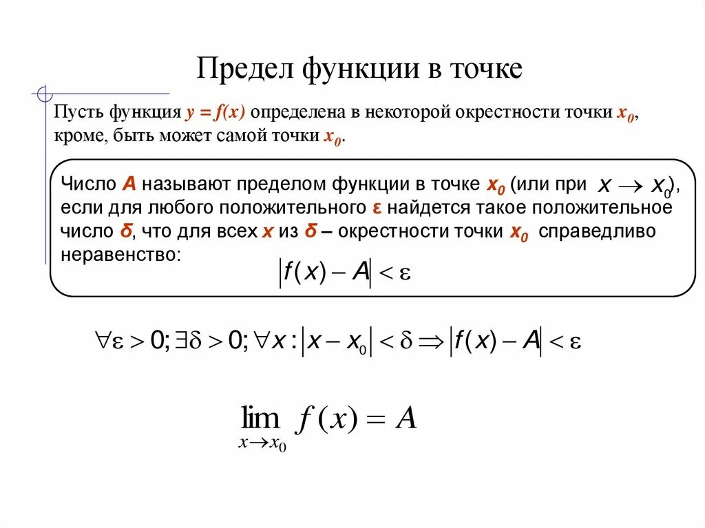 Понятие предела функции в точке. Как определить лимит функции. Предел функции в точке кратко. Определение предела функции в точке.