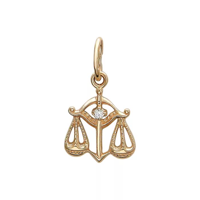 Кулон зодиак весы. Подвеска весы из золота 585 артикул 032331. подвеска весы. золотые подвески знаки зодиака весы. золотая подвеска весы.