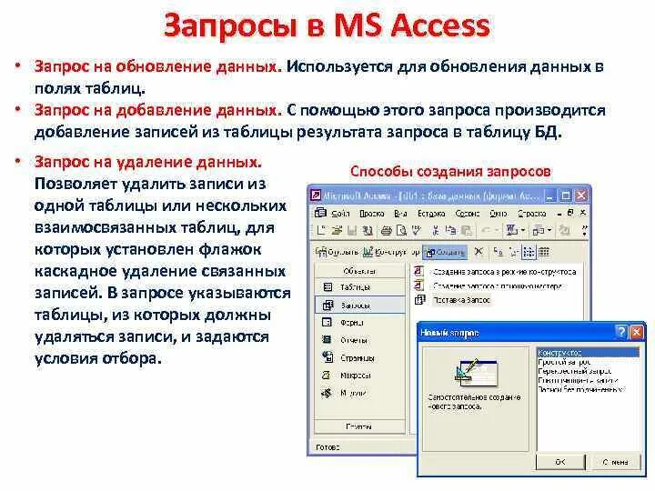 Запрос можно использовать для. Базы данных MS access запросы. СУБД MS access запросы. Типы запросов в СУБД MS access. Запросы СУБД Microsoft access это.