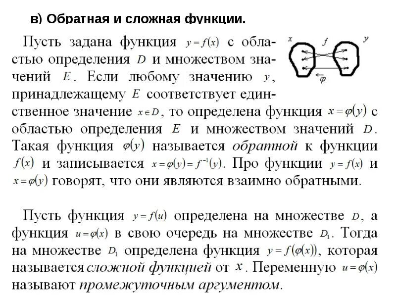 Для функции обратной является функция