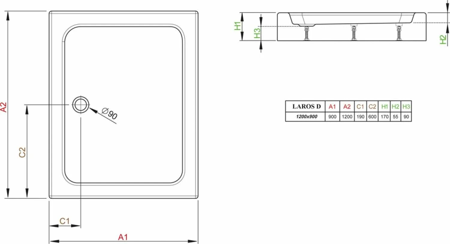 Какие размеры душевых поддонов. Поддон для душа Radaway Laros d120x80. Поддон для душа Laros d100x80. Radaway Laros d 120x90. Душевой поддон 120x80.