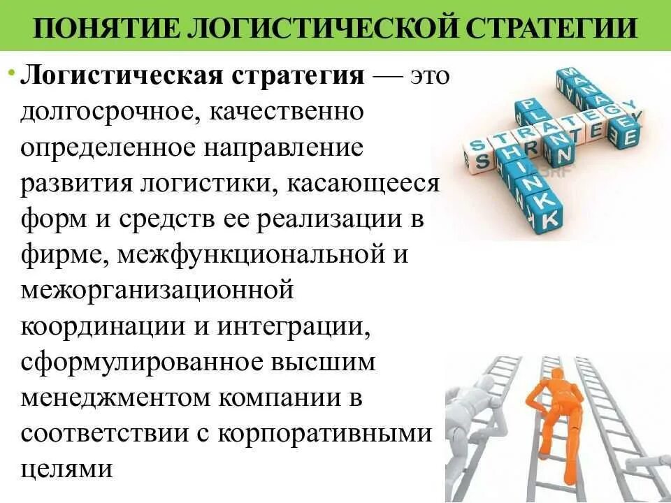 Понятие стратегии предприятия. Логистическая стратегия. Основные виды логистических стратегий. Логистическая стратегия предприятия. Разработка логистической стратегии.