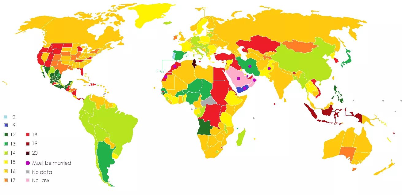 Карта возраста согласия в мире. Возраст согласия в разных странах. Age of consent карта.