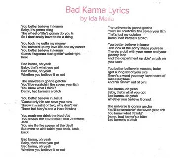 Bad karma текст