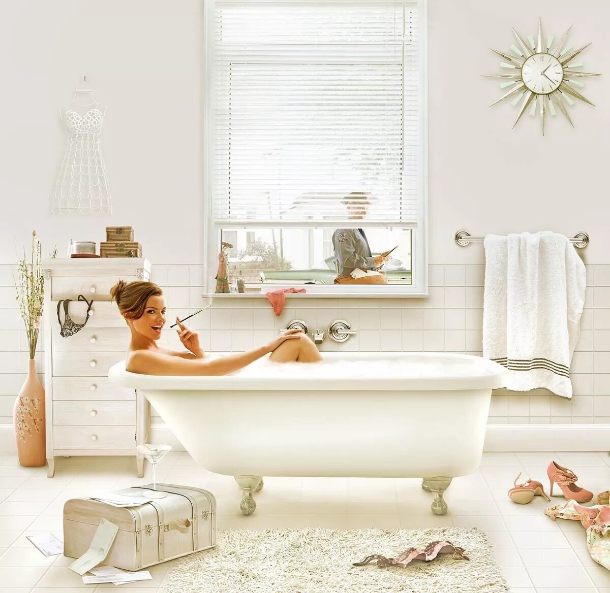 He s in the bath