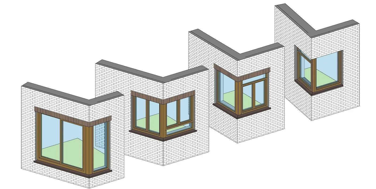 Купить углового окна. Revit окно угловое. Угловое окно в архикад. Панорамные окна в Revit. Revit газобетон.