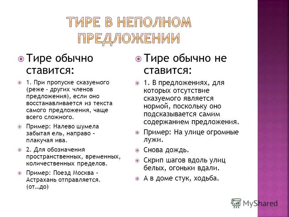 Тире вместо слова