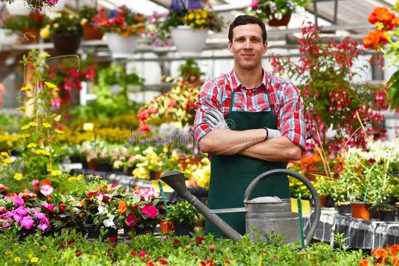 He is working in the garden