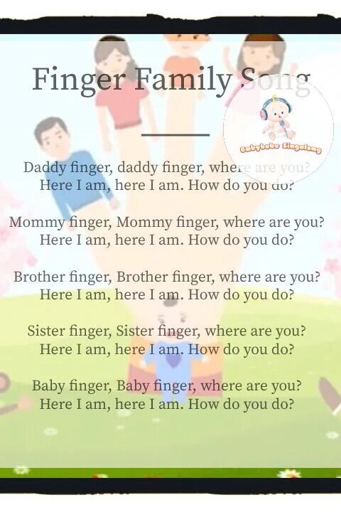 Daddy finger. Песня finger Family. Finger Family текст. Finger Family Song текст.