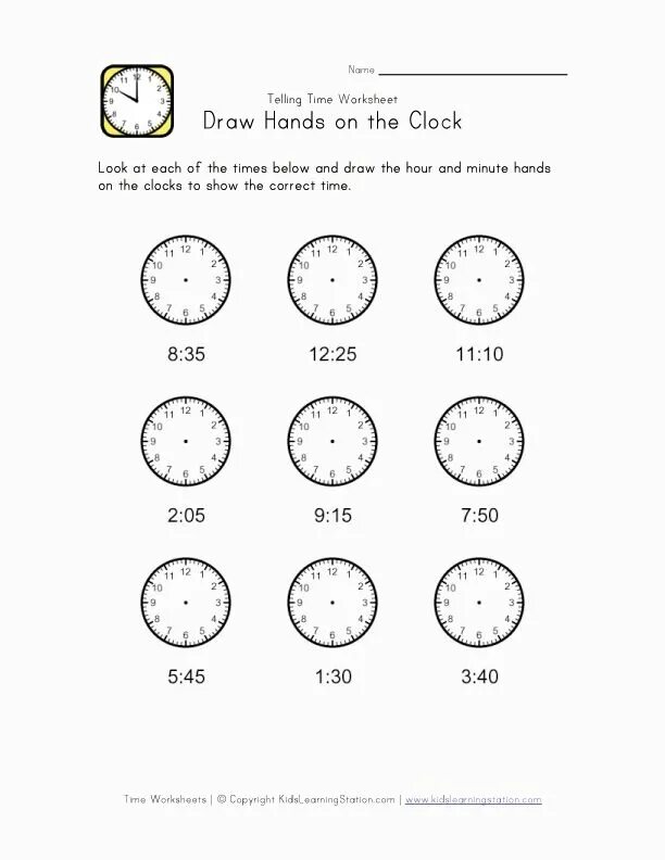 Telling the time worksheet