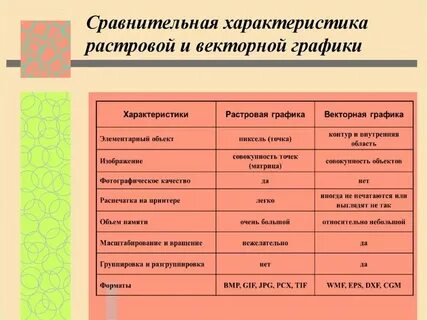 Сравнительная характеристика растровой и векторной