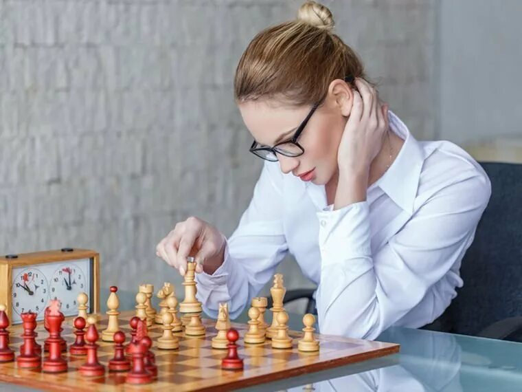 She playing chess