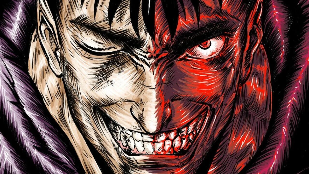 Гатс берсерк 1997 в ярости. Гатс на аву 1997. Berserk guts rage. Гатс улыбка. Гатс берсерк.