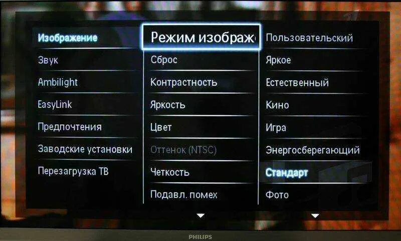 Почему сбились каналы. Телевизор Филипс 32 меню настроек. Как настроить изображения на телевизоре. Параметры изображения телевизора. Настройка телевизора Philips.