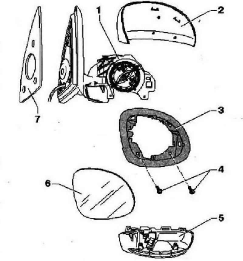 Как крепится зеркало заднего. Элемент зеркала Фольксваген Пассат б5 правое Малое. Форд фокус 3 схема бокового зеркала.