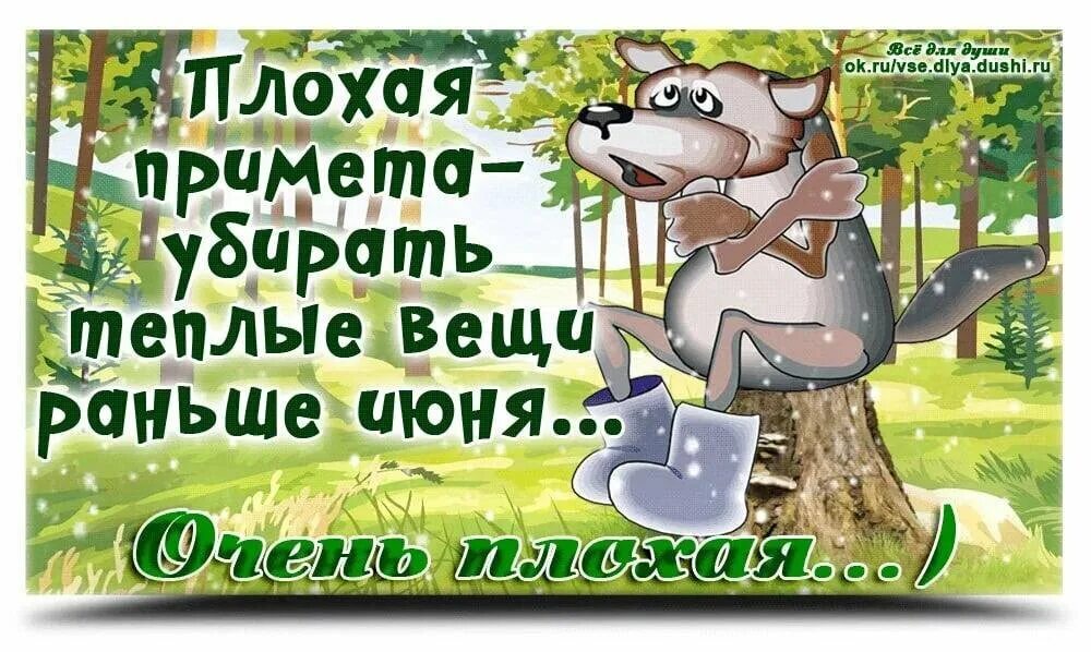 Русский человек ждет 3 вещи весну пятницу. Плохая примета убирать теплые вещи раньше июня. Плрэая примета убирать теплыевещи. Открытки про погоду прикольные. Открытки с холодным летом прикольные.