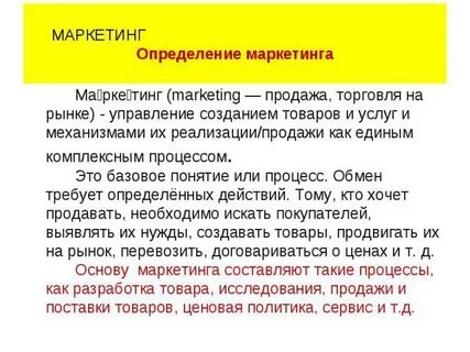 Понятий и определений маркетинга