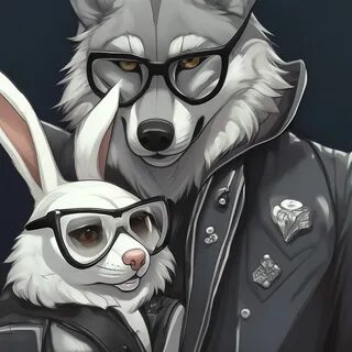 "Anthropomorphic gray big wolf in a …" — image created in...