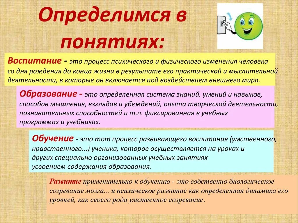Смысл слово воспитывать