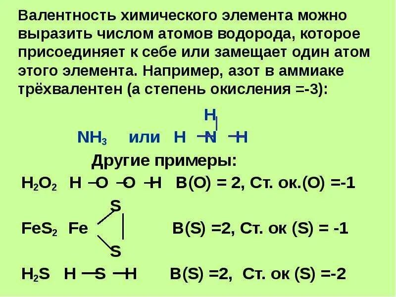 Валентность элемента азота