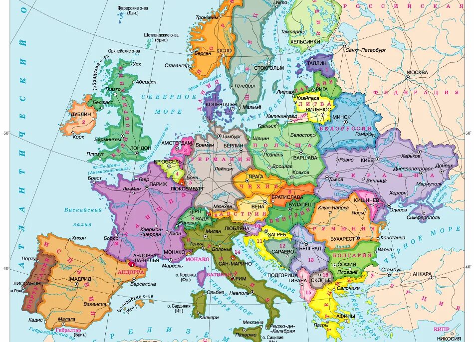 Запад какие страны входят. Карта Европы географическая по странам. Карта Европы с границами стран. Карта Европы географическая по странам на весь. Политическая карта Европы со странами крупно на русском 2022.