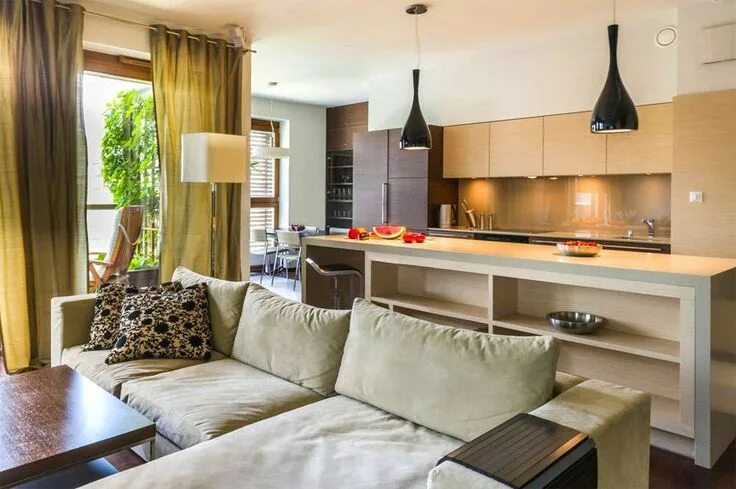 Modern home in Madison, Wisconsin, US. Architects: RWH Design Living room and ki