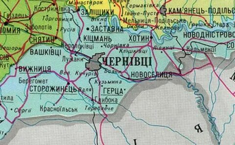 Черновицкая область на карте