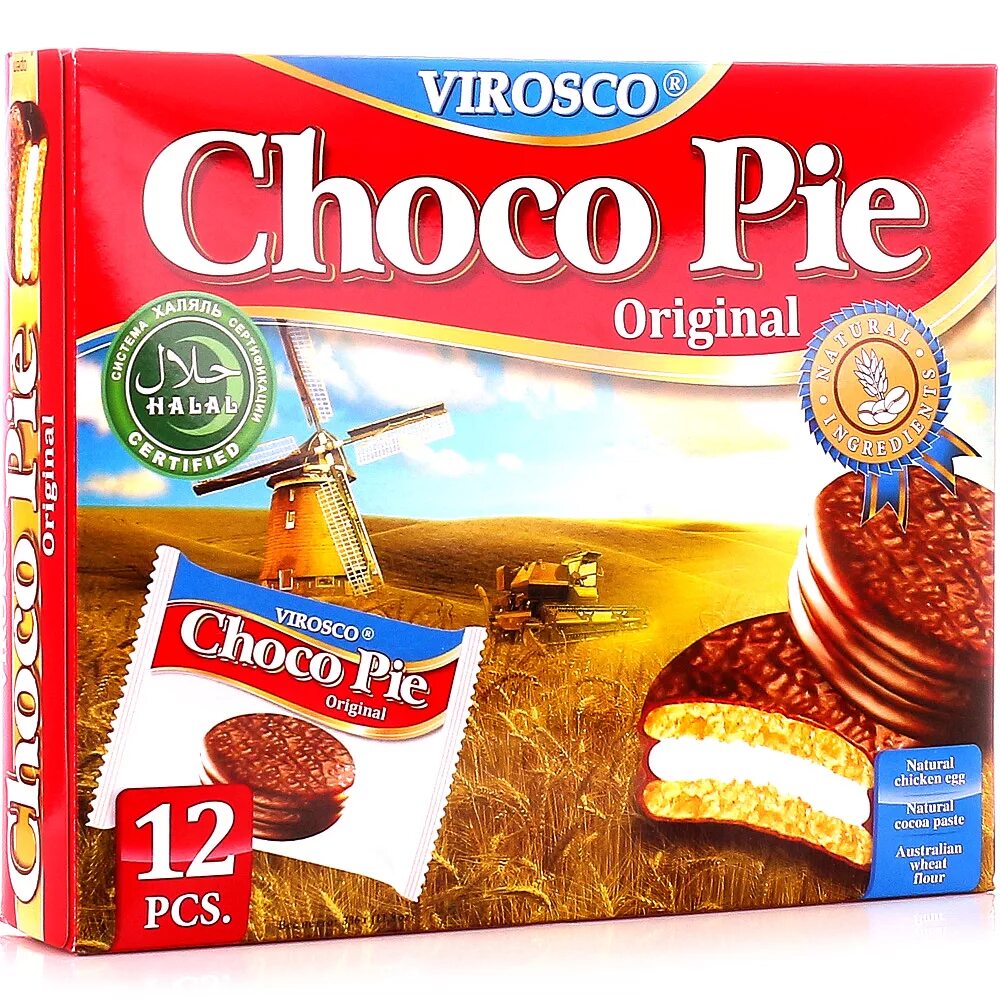 Чоко пай сколько. Печенье Choco pie Original VIROSCO. Чокопай 12 шт. Чокопай Orion Original. Чоко-Пай 12шт. Lotte (336гр.) 1*8.