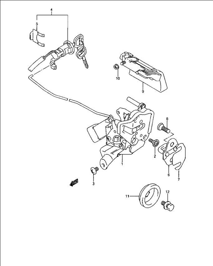 Замок сузуки гранд витара. Suzuki Grand Vitara 2001 личинка двери. Дверные личинки Сузуки Гранд Витара 7. Болт на замок задней двери Сузуки Свифт 2007. Замок передней двери Сузуки Витара конструкция.