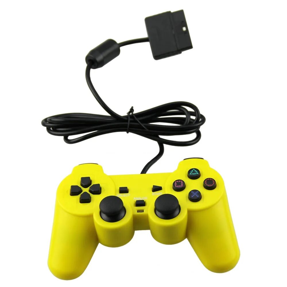 Включи желтый джойстик. Ps2 Yellow. Джойстики PS 2 проводные белый. Джойстик желтый. Геймпад от PLAYSTATION желтый.