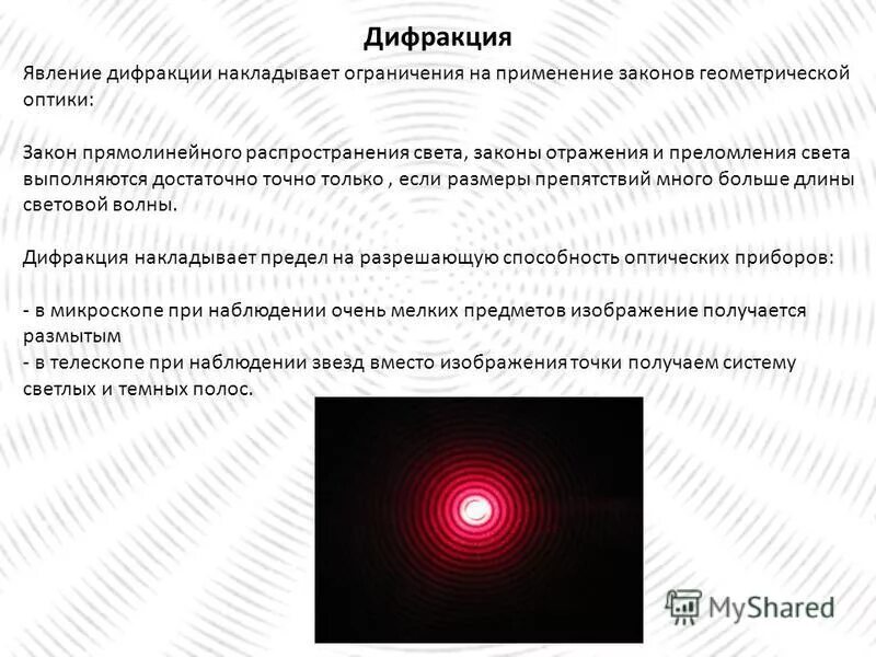 Какие явления объясняются дифракцией света. Какие явления объясняются дифракцией света