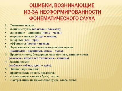 Нарушения фонематического слуха и фонематического восприятия