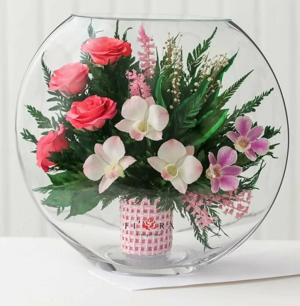 Цветы в стеклянных вазах. Французский букет помпадур. Композиция в круглой вазе. Композиции в вазе-бокале. Цветы в прозрачной вазе.