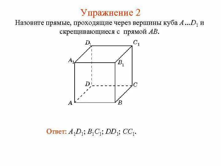 Прямая сх проходит через вершину. Скрещивающиеся ребра Куба. Скрещивающиеся прямые Куба. Ребра скрещивающиеся с данным. Скрещивающиеся прямые в призме.