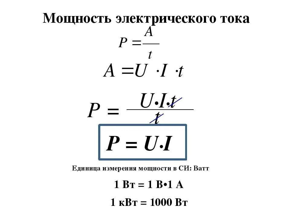 Формулы электрического тока 8 класс физика. Формула мощности электрического тока. Электрическая мощность формула постоянного тока. Мощность Эл тока формула 8 класс. Формулы для расчета работы и мощности Эл. Тока.