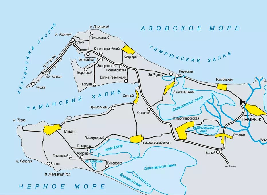 Тамань на карте Краснодарского края. Тамань значение