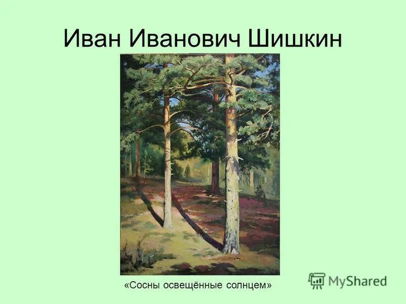 Шишкин сосны освещенные солнцем. Шишкин сосны освещенные солнцем 1886.