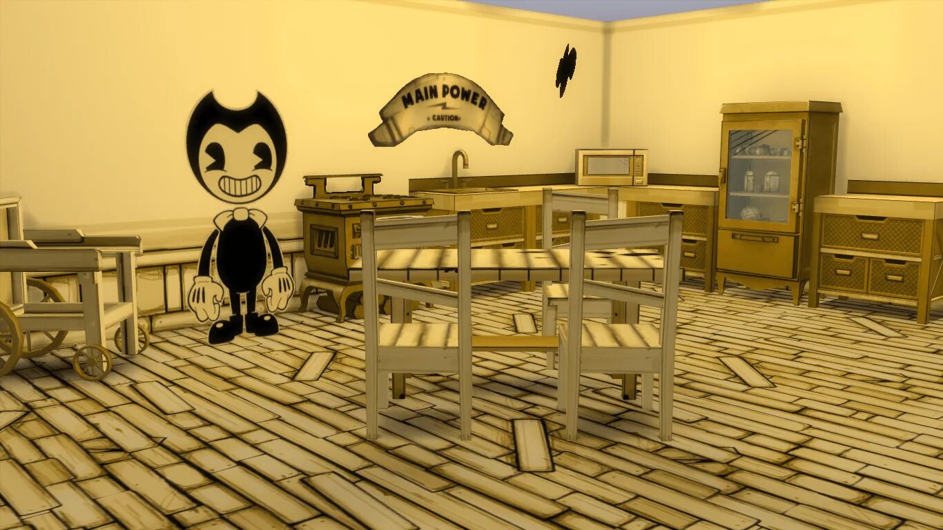 Бенди r34. Моды на симс 4 Bendy and the Ink Machine. БЕНДИ симс 4. Bandy and Ink Machine SIMS 4. Интерьер в стиле БЕНДИ.