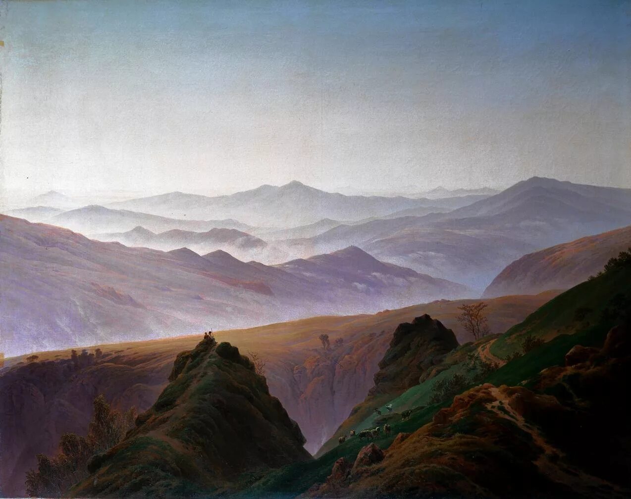 Фридрих, каспар давид (1774-1840). Каспар давид фридрих горы. Вид от бибеню, ок. Горы эрмитаж. Поль сезанн гора сент-виктуар.