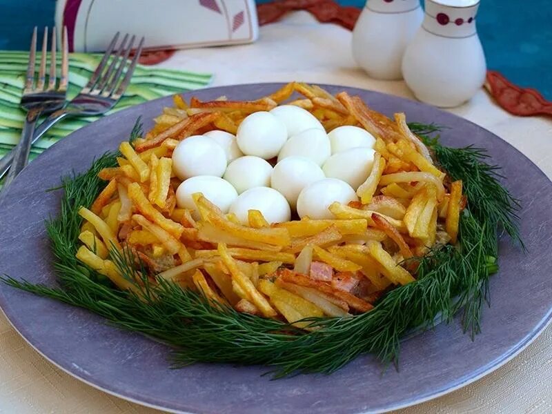 Салат гнездо рецепт с фото пошагово Вкуснейший Салат ГНЕЗДО ГЛУХАРЯ