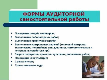Виды заданий самостоятельной работы студентов