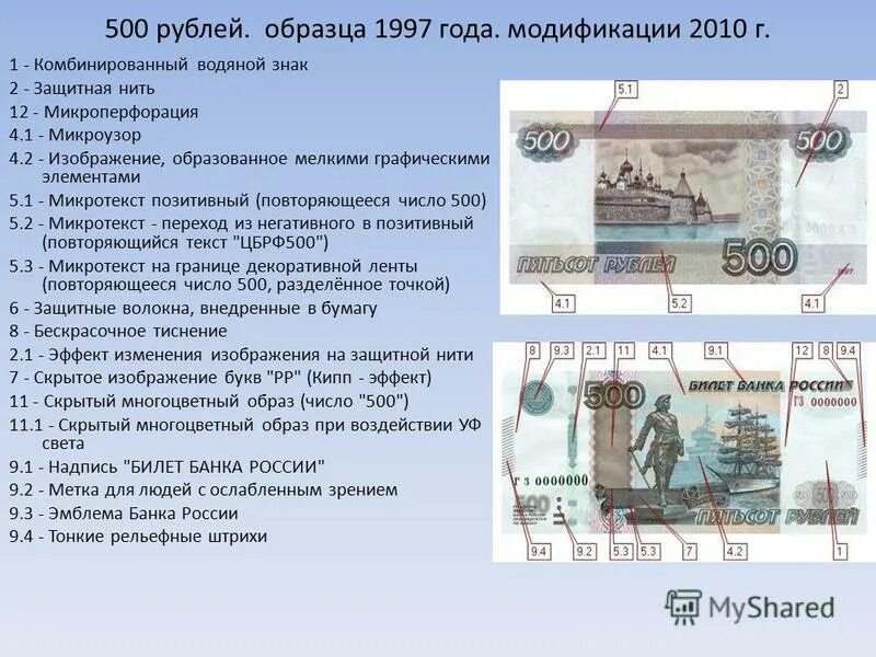 Как проверить 500 рублей. Модификации 1000 рублевой купюры 1997 года. 500 рублей купюра модификация 2001 года микроперфорация. признаки подлинности 500 купюры.