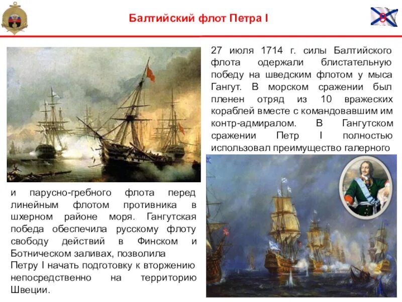 Балтийский флот России при Петре 1. Лансере флот Петра Великого.