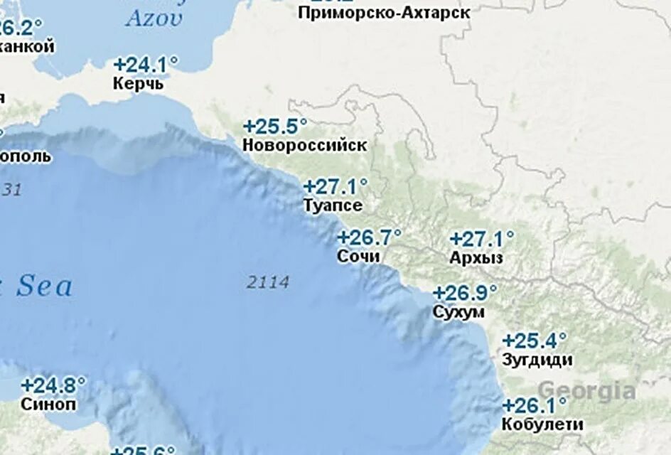 Температура черного моря сегодня новороссийск