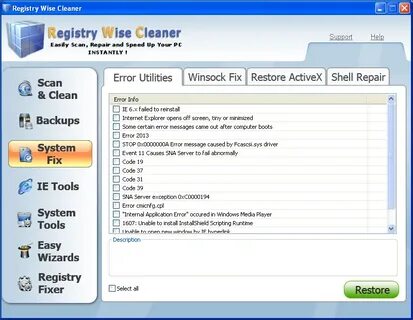 Registry cleaner